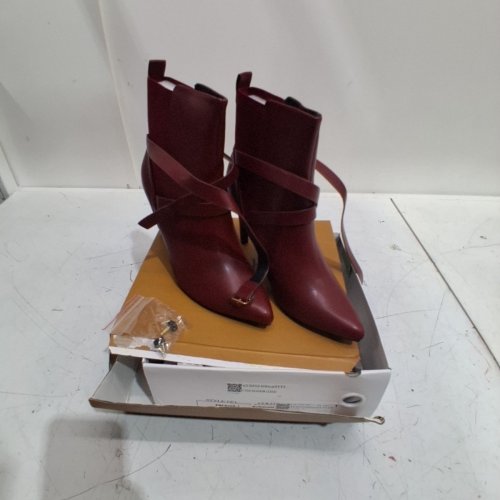WOMEN'S PERPHY BLISSFUL STEP FUAX LEATHER POINTED-TOE HIGH-HEEL ANKLE BOOTS WITH CROSS STRAPS - SIZE 8 - BURGUNDY (STYLE: PBC8269-1) image 2