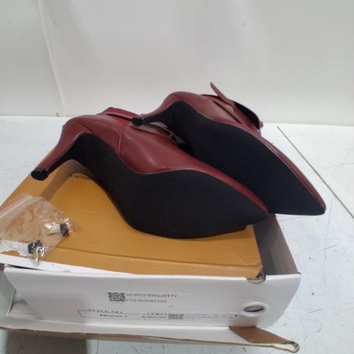 WOMEN'S PERPHY BLISSFUL STEP FUAX LEATHER POINTED-TOE HIGH-HEEL ANKLE BOOTS WITH CROSS STRAPS - SIZE 8 - BURGUNDY (STYLE: PBC8269-1) image 4