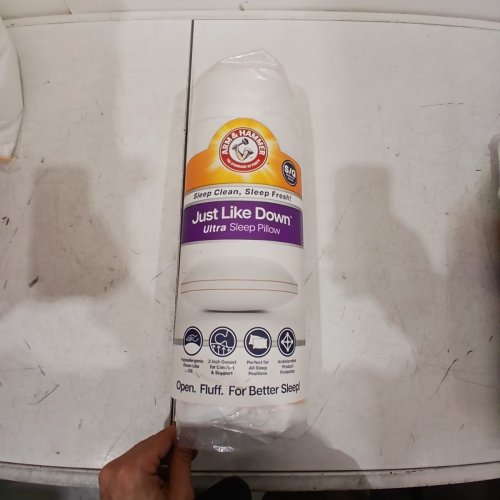 ARM & HAMMER SOFT JUST LIKE DOWN SLEEP PILLOW - 18" X 26" - WHITE/ORANGE image 2