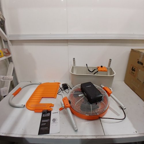 TURBRO CORDLESS MISTING FAN WITH HIGH PRESSURE SPRAY NOZZLES - 11L TANK - 15FT MIST RANGE - 360° SWIVEL WHEELS - ORANGE (MODEL: MS12) image 3