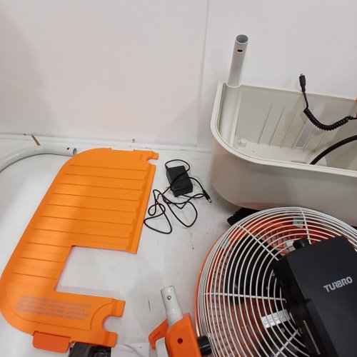 TURBRO CORDLESS MISTING FAN WITH HIGH PRESSURE SPRAY NOZZLES - 11L TANK - 15FT MIST RANGE - 360° SWIVEL WHEELS - ORANGE (MODEL: MS12) image 4