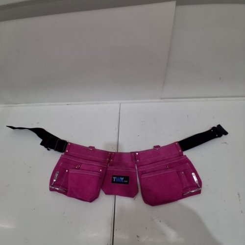 TOOLWAY TWX LEATHER MULTI-POCKET CARPENTER APRON BELT - OSFM - PINK image 2