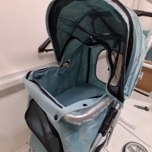 LPOTIUS FOLDING PET STROLLER FOR MEDIUM SMALL DOGS AND CATS WTIH STORAGE BASKET - 39FT' X 31.5FT' - 33 LBS CAP - BLUE (MODEL: SP03P) image 7