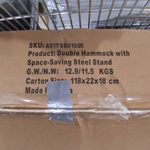 HEAVY DUTY DOUBLE HAMMOCK WITH STEEL STAND - 9FT - BLACK (ITEM: A01YSB01005) image 2