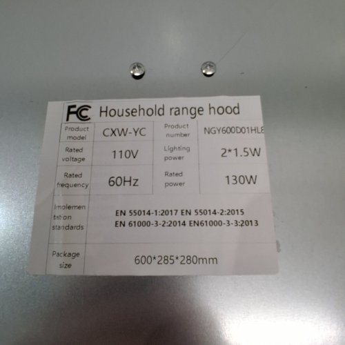 3-SPEED VENT RANGE HOOD WITH LED LIGHTS AND PUSH BUTTON CONTROL - 23.6" X 11" X 6.7" - STAINLESS STEEL (MODEL: CXW-YC NGY600D01HL8) image 4