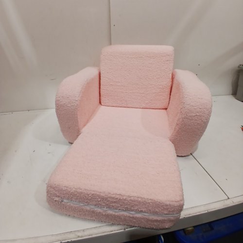 FUZZY PLUSH UPHOLSTERED FLIP OUT 2-IN-1 KIDS SOFA CHAIR - PINK image 3