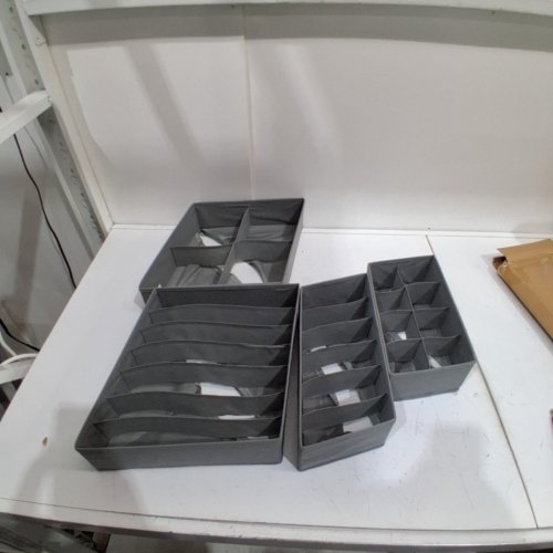4PC AMAZON BASICS DRESSER DRAWER STORAGE ORGANIZER FOR UNDERGARMENTS - ASSORTED SIZES - GREY image 2