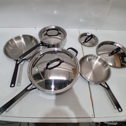 8PC KITCHENAID BRUSHED STAINLESS STEEL COOKWARE SET - INDUCTION COOKTOP COMPATIBLE (MODEL: 71017) image 2