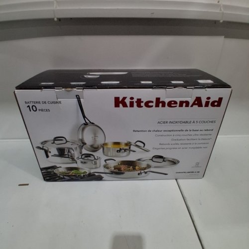 8PC KITCHENAID BRUSHED STAINLESS STEEL COOKWARE SET - INDUCTION COOKTOP COMPATIBLE (MODEL: 71017) image 9