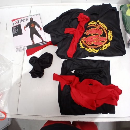 4PC MEN'S RUBIES BLACK NINJA WARRIOR COSTUME - EXTRA LARGE - BLACK (STANDARD) image 2