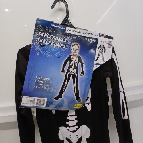 BOYS PARTYHOLIC SKELEBONES COSTUME JUMPSUIT - ONE SIZE - BLACK / WHITE image 3