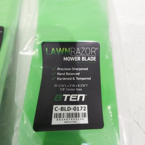 3PK 8TEN LAWNRAZOR HIGH LIFT MOWER BLADES FOR JOHN DEERE M128485/TCU15881/M131958/M144196/M163983/M168223 - 21-1/16" - GREEN (MODEL: C-BLD-0172) image 2