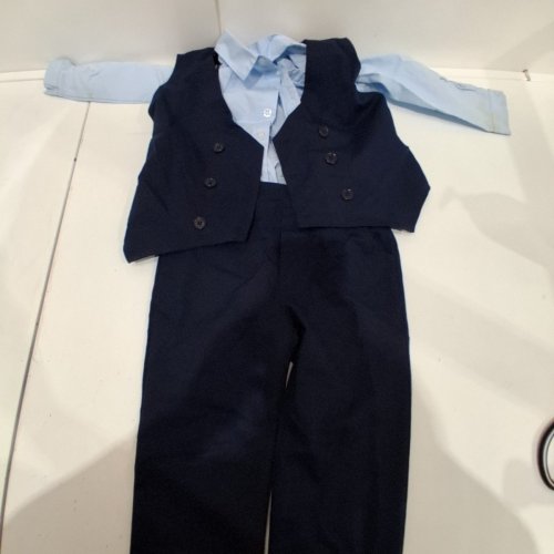BOY'S FORMAL DRESS OUTFIT WITH SHIRT VEST PANTS AND SUSPENDERS - 3T-4T - LIGHT BLUE AND NAVY image 5