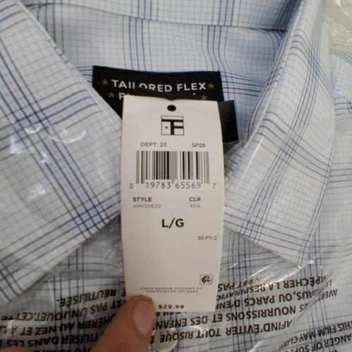 MEN'S HAGGAR TAILORED FLEX COMFORT DRESS SHIRT - LARGE - BLUE PLAID (STYLE: HW00820) image 2
