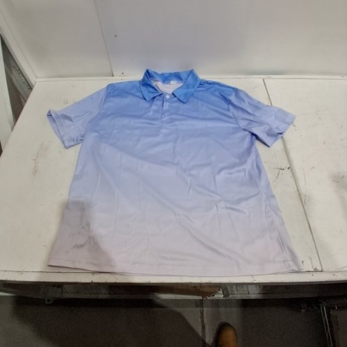 MENS CASUAL BUTTON DOWN T-SHIRT - 2XL - BLUE FADE image 2
