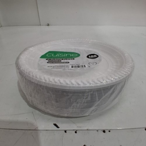 100PK CUISINE ROUND PLASTIC PARTY PLATES - 7" - WHITE (MODEL:3896) image 3