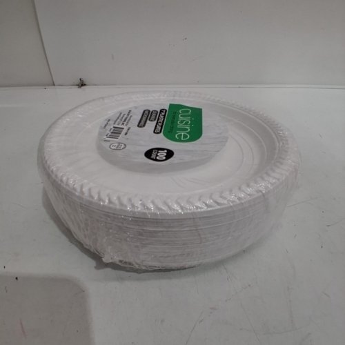 100PK CUISINE ROUND PLASTIC PARTY PLATES - 7" - WHITE (MODEL:3896) image 4