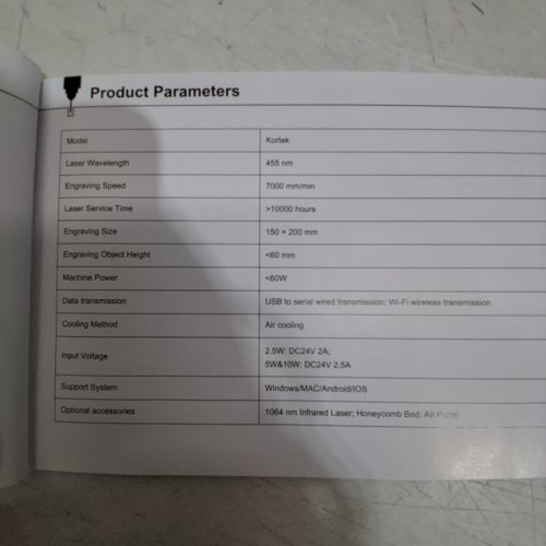 GENMITSU KORTEK LASER ENGRAVER - 150 X 200 MM, 455 NM, 60W (MODEL: KORTEK) image 2