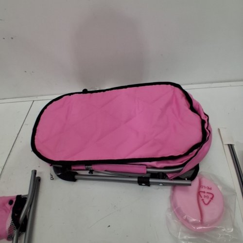 BAYER SMARTY DOLL PRAM STROLLER TOY - FOR DOLLS UP TO 18" - 23" X 15" X 22" - PINK/GREY DOTS (MODEL: 12266AB) image 4