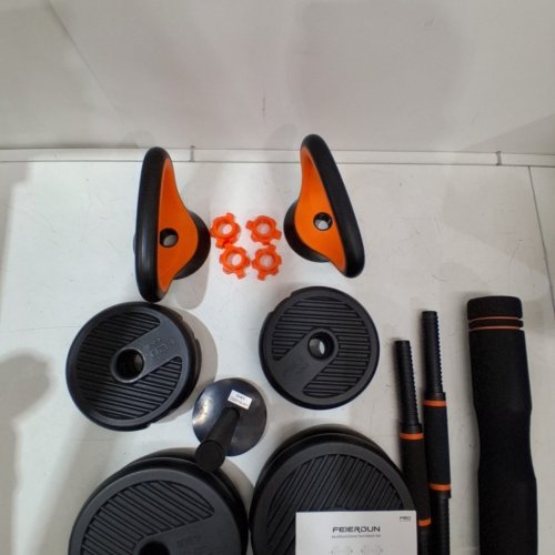 4-IN-1 FEIERDUN ADJUSTABLE DUMBBELLS WEIGHT SET - 30LBS - BLACK/ORANGE image 3