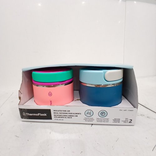 2PK THERMOFLASK INSULATED FOOD JARS - 20OZ - PINK/BLUE (MODEL: 1759351) image 2