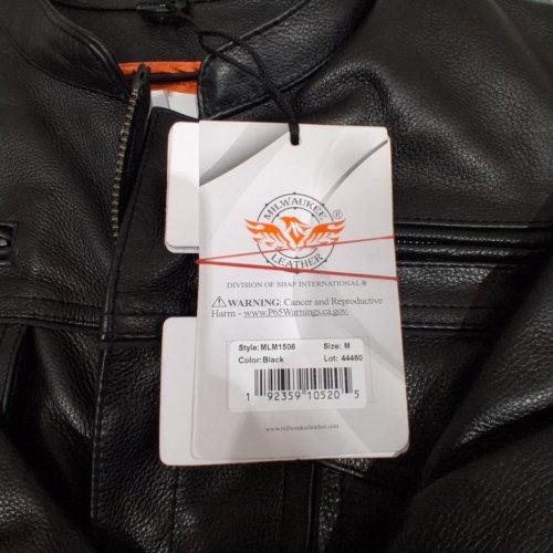 MILWAUKEE MEN'S BLACK PREMIUM LEATHER MOTORCYCLE JACKET W/ UTILITY POCKETS - MEDIUM - BLACK (STYLE: ML1506) image 3