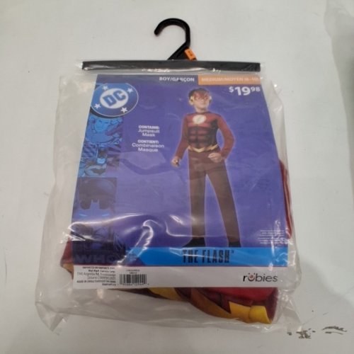 BOY'S DC THE FLASH COSTUME WITH MASK -MEDIUM 8/10 - RED image 2