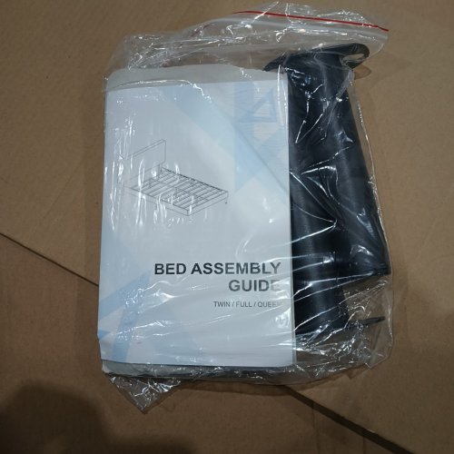 BED FRAME WITH FABRIC UPHOLSTERED HEADBOARD - QUEEN - WHITE image 6