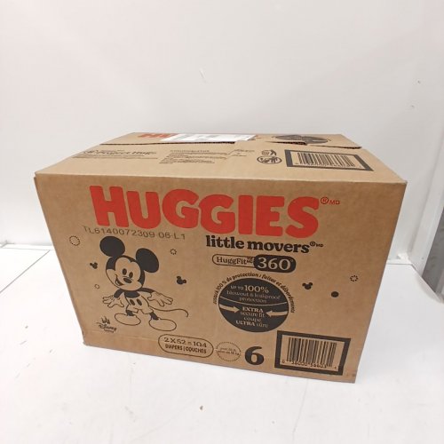 104PK HUGGIES LITTLE MOVERS DISPOSABLE BABY DIAPERS - SIZE 6 - DISNEY image 2