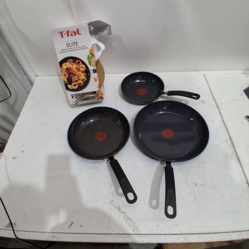 3PC TFAL CERAMIC NON-STICK SKILLET SET - 8'' / 9'' / 11'' - BLACK (MODEL: 8899888) image 2