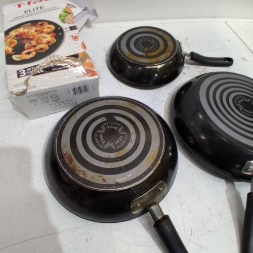 3PC TFAL CERAMIC NON-STICK SKILLET SET - 8'' / 9'' / 11'' - BLACK (MODEL: 8899888) image 4