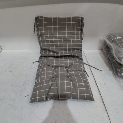 5PK YHMXH HOME DECOR HIGH-BACK INDOOR/OUTDOOR CHAIR CUSHION - GREY PLAID image 2