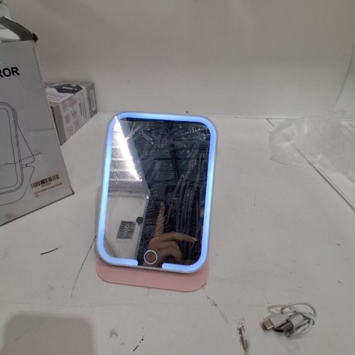 LED PORTABLE FOLDING MAKEUP MIRROR - PINK image 2