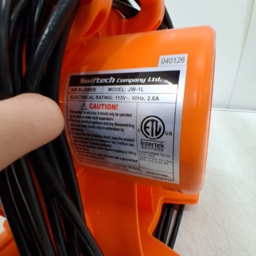 SWIFTECH COMPANY LTD. INFLATABLE BOUNCE HOUSE AND WATER SLIDE BLOWER - 115V - 60HZ - ORANGE (MODEL: JW-1L) image 5