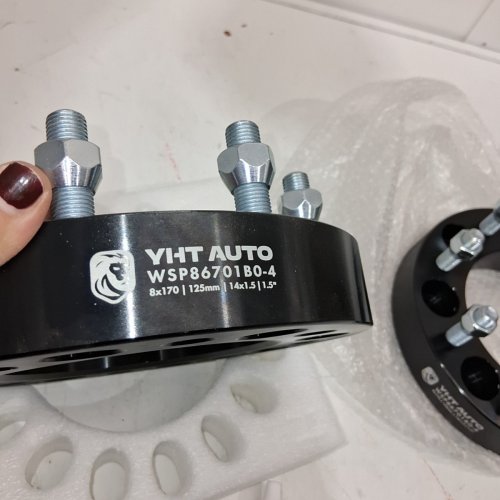 2Pk YHTAUTO WHEEL SPACERS 8 LUG NUTS 1.5" SPACERS - 8 X 170 MM, 125 MM, 14 X 1.5 - BLACK (MODEL: WSP86701B0-2-YC) image 3