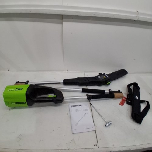 GREENWORKS PRO CORDLESS ADJUSTABLE POLESAW WITH CARRY STRAP - BATTERY & CHARGER NOT INCLUDED - 80V - 10" BLADE - 9FT-14FT - GREEN/BLACK - (MODEL: PS80L000) image 2