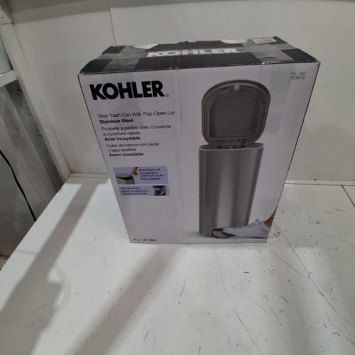 KOHLER STEP TRASH CAN WITH POP-OPEN LID - 2.1 GAL - SILVER (MODEL: 1938012) image 5