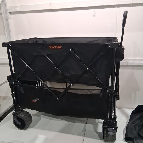 FOLDABLE DOUBLE DECKER HEAVY DUTY COLLAPSIBLE UTILITY WAGON - 400L - BLACK (MODEL: W12) image 2