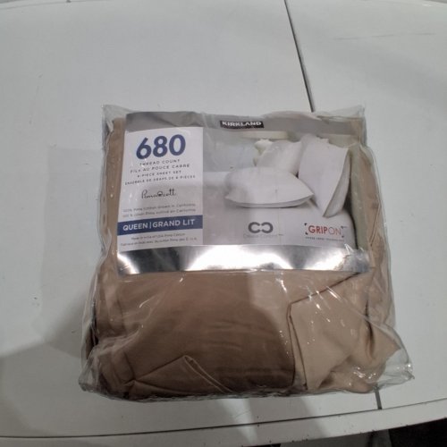6PC KIRKLAND SIGNATURE 100% PIMA COTTON SHEET SET, 680 THREAD - QUEEN - LIGHT BEIGE (MODEL: 1306090) image 5