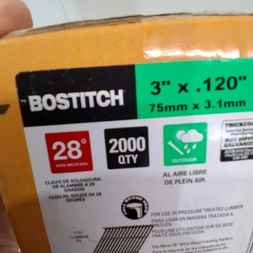 1375PK BOSTITCH SMOOTH SHANK 28° WIRE COLLATED STICK FRAMING NAILS - 3" X .120" - GALVALIZED (MODEL: S10DGAL-FH) image 3