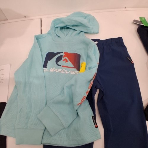 2PC BOY'S QUIKSILVER LONG SLEEVE THERMAL HOODIE AND PANT SET - SIZE 5 - TEAL/BLUE (STYLE: 1206340) image 2