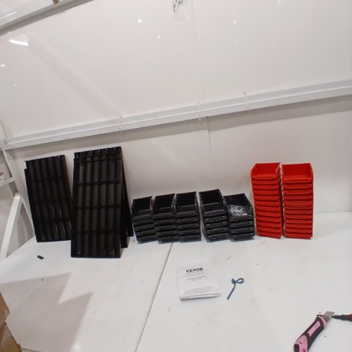 51PC WALL MOUNTED STORAGE BINS - 37"X21" - BLACK/RED - (MODEL: 12119B) image 2