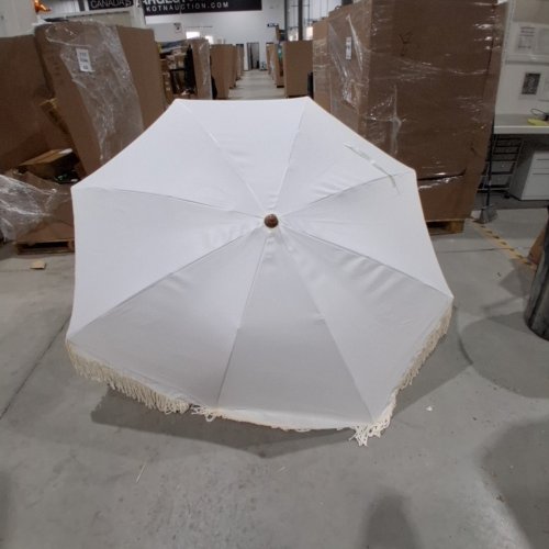 AMMSUN OUTDOOR PATIO BEACH UMBRELLA WITH FRINGE TASSEL - 7FT, UPF50+, PREMIUM STEEL POLE AND RIBS, PUSH BUTTON TILT - CREAM WHITE (MODEL: AM76009) image 2