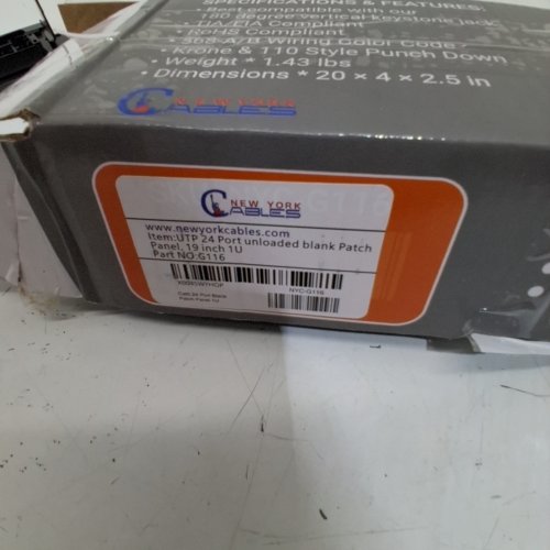 NEW YORK CABLES UNLOADED BLANK PATCH PANEL - 24 PORT, 19" 1U - BLACK image 2