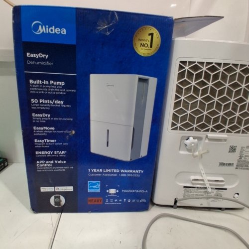 MIDEA ENERGY STAR DEHUMIDIFIER WITH PUMP - WIFI - SMART VOICE COMPATIBLE - 4,500 SQ.FT COVERAGE - WHITE (MODEL: MAD50P1AWS-A) image 6