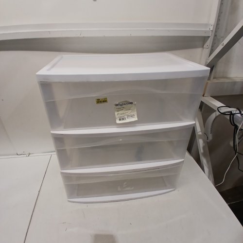 BRIGHTROOM 3-DRAWER WIDE ROLLING STORAGE CART - 26.1" X 22" X 15.1" - GREY image 2