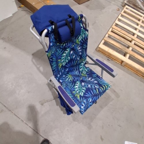 SUNNYFEEL RECLINING FOLDING BEACH CHAIR - TROPICAL BLUE image 2