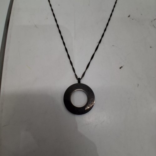 ADULTS CIRCULAR PENDANT NECKLACE -25 MM PENDANT/ 20-22" CHAIN LENGTH - BLACK image 2