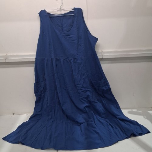 WOMEN'S SCOOP NECK TIERED MIDI DRESS- 5XL - BLUE image 2