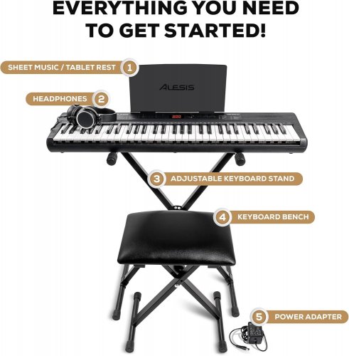 ALESIS PORTABLE KEYBOARD WITH ACCESSORY BUNDLE - 61-KEY - BLACK (MODEL: MELODY 61 MK4) image 2